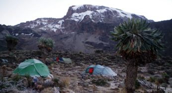 タンザニア、キリマンジャロ登山でのテント泊