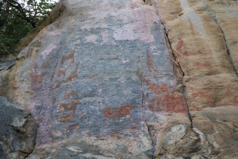 世界遺産でもある、サンの人々の聖地ツォディロヒルズでは彼らの祖先がはるか昔に描いた岩絵を見学