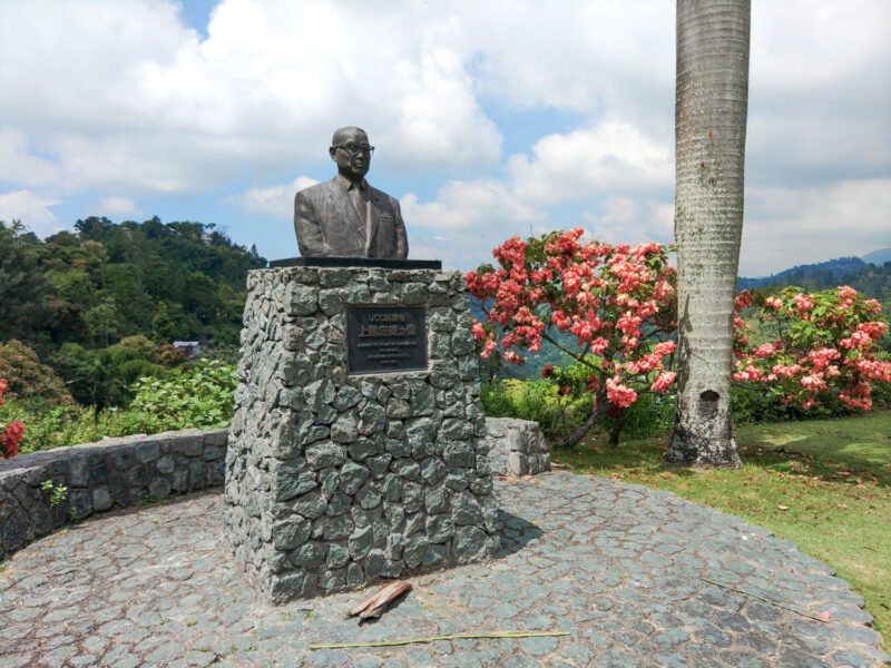 苦労の末にジャマイカに初の直営農園を開設した創業者上島忠雄翁の銅像。偉大な昭和の実業家です。
